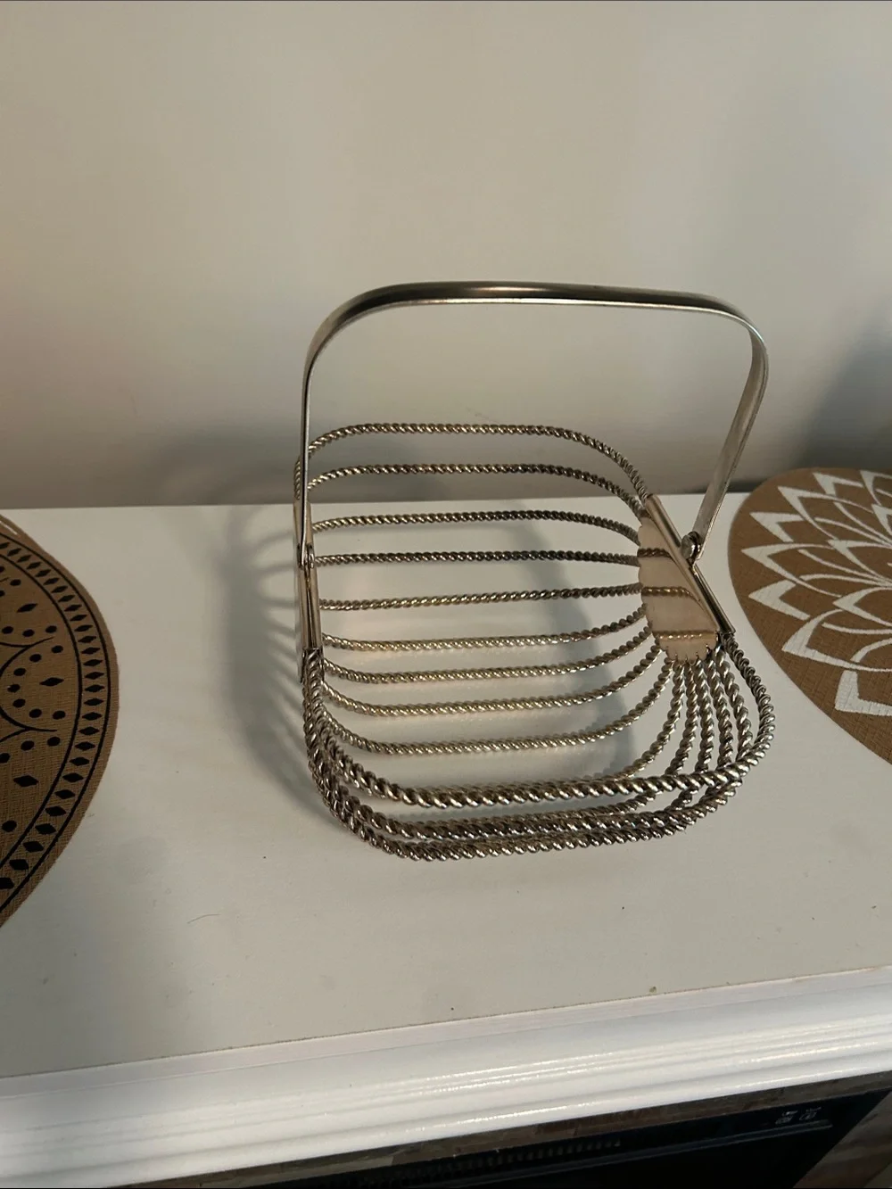 Godinger Silver Twisted Wire Decorative Basket with Fold-Down Handle